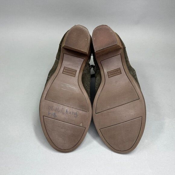 Toms Ankle Boots Women's Size 5.5 Forest Green Perforated Suede Heeled Booties - Picture 10 of 11